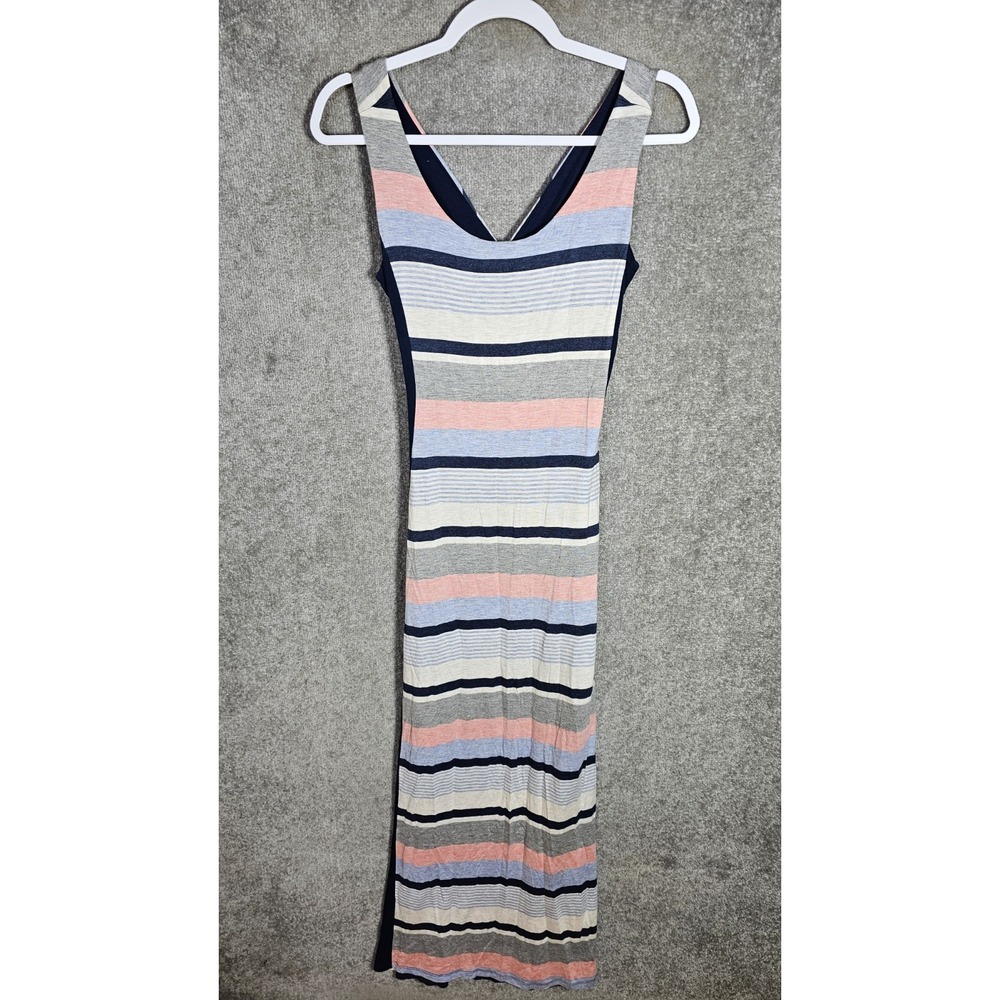 Gilli Maxi Dress Womens Size Small Criss Cross Open Back Striped Beach Coastal